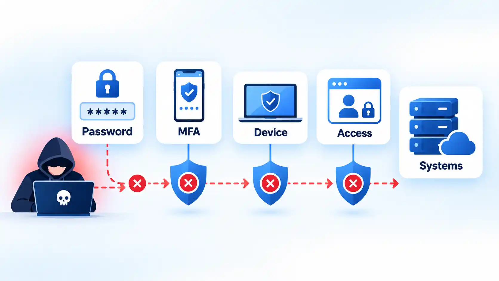 Remote desk setup links Display, Network, Audio, Input, and Posture callouts around a seated worker.