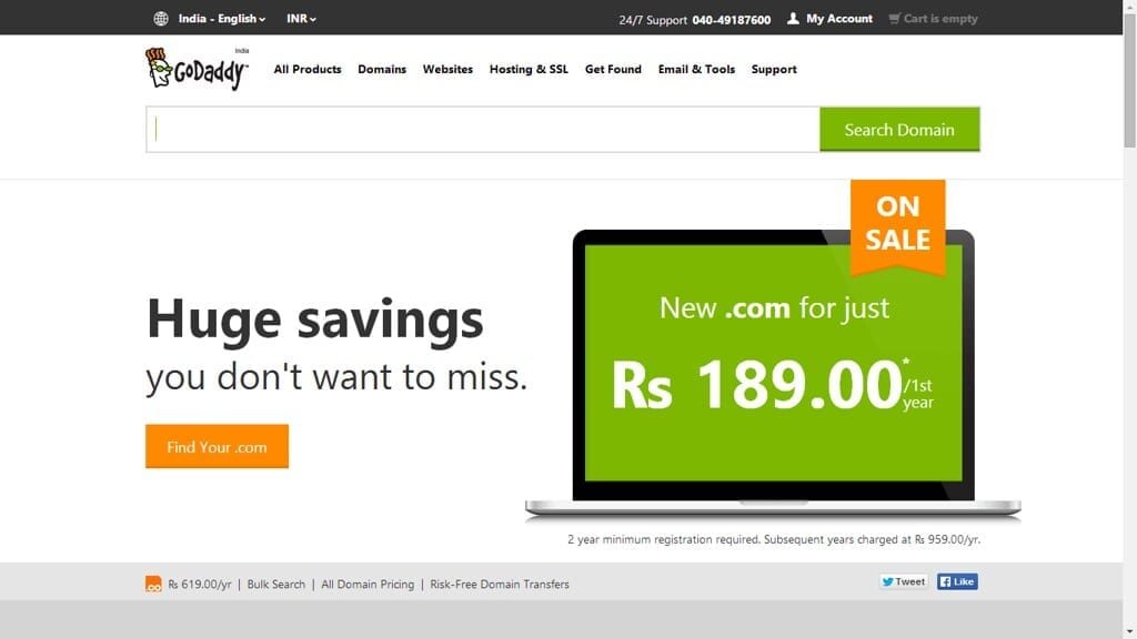 Godaddy old Homepage