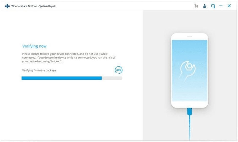 Dr. Fone System Repair iOS verifying in progress