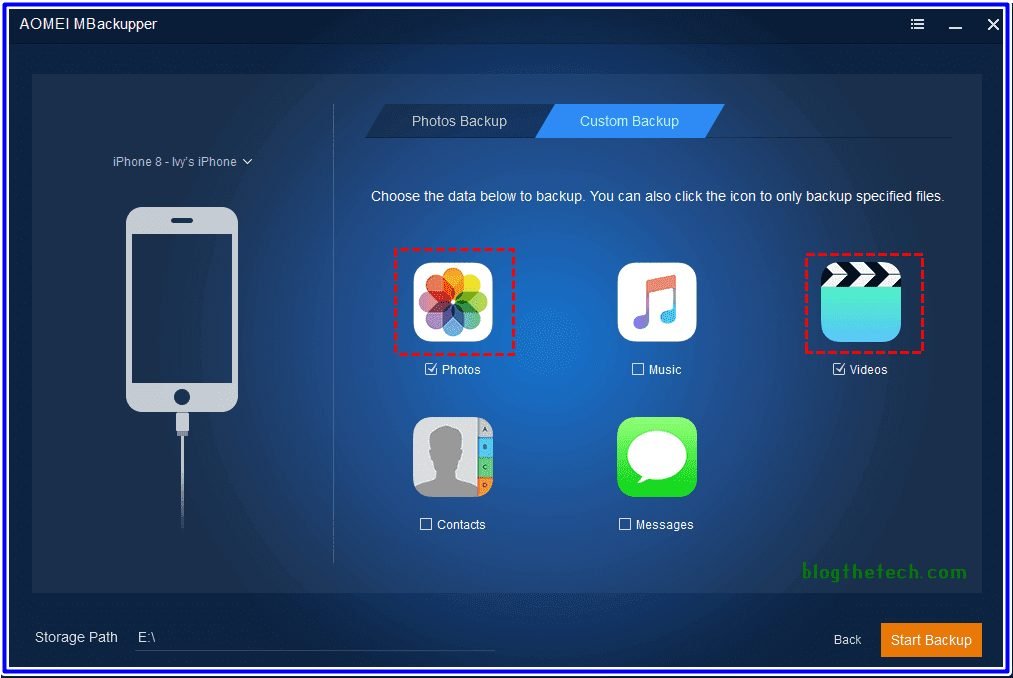 AOMEI MBackupper Custom Backup selection