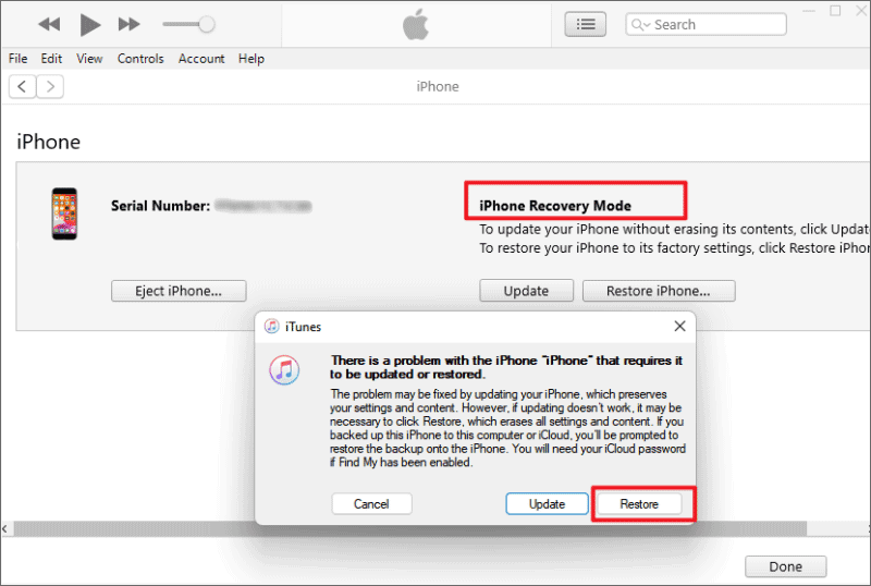 iPhone recovery mode