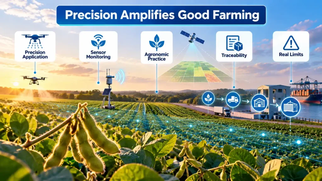How Technology Supports Sustainable Soy Farming: Precision Tools, Traceability, and Their Limits
