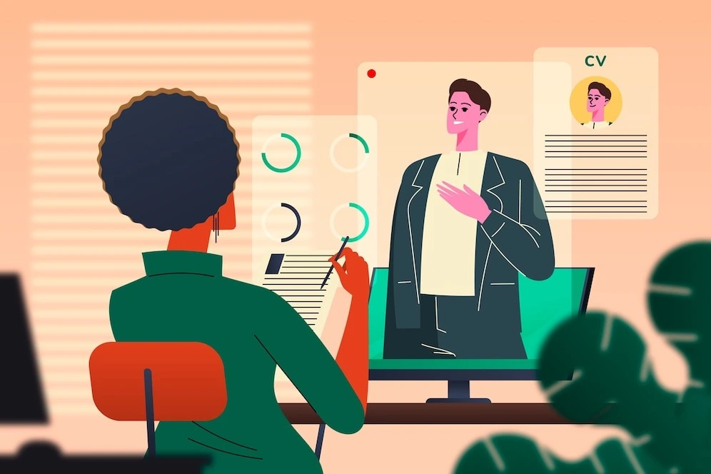 Video interviews concept illustration